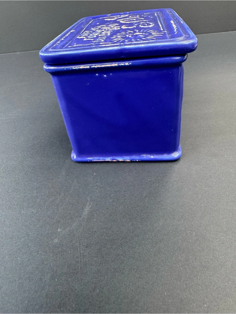 Sur La Table Cobalt Blue Ceramic Salt Box